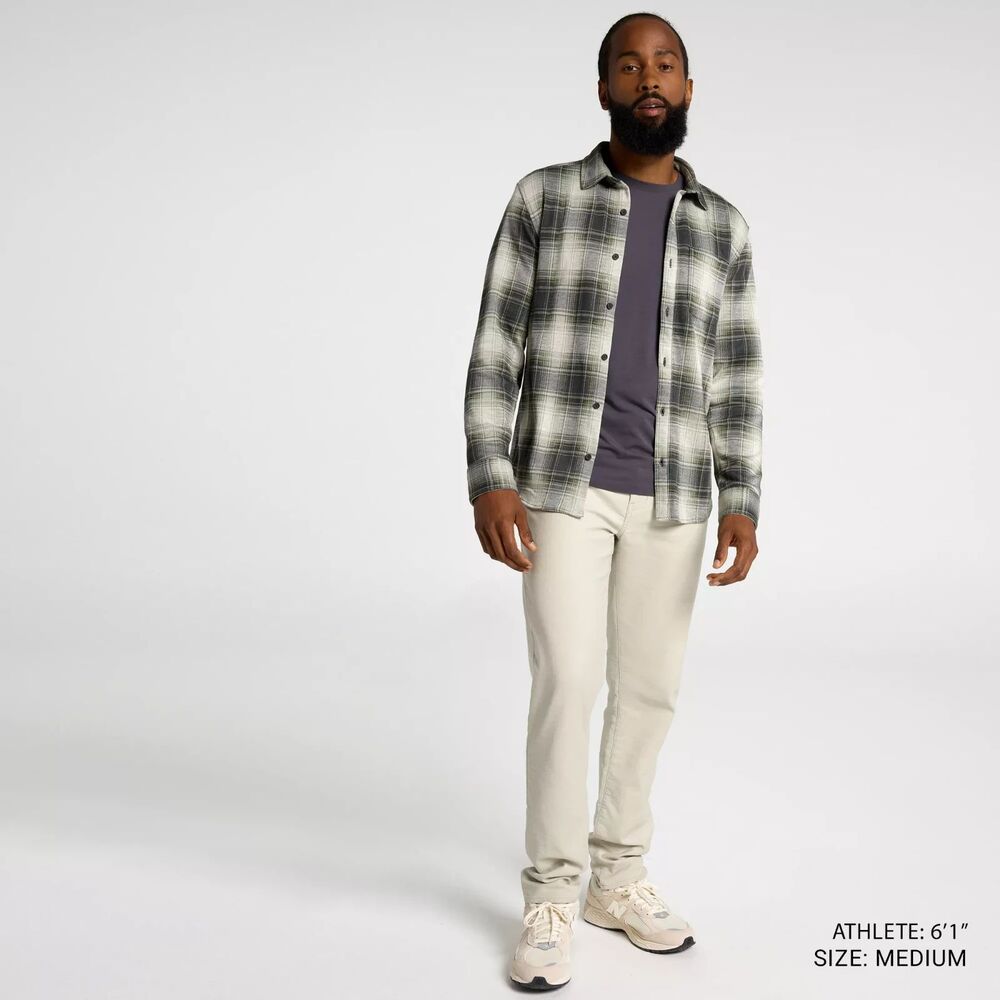 VRST Men's Plaid Button Down Shirt - Color: Olive Green Plaid - Picture 2 of 6